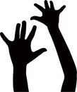 A pair hands black color silhouette vector