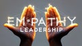 A pair of hands forming with the phrase text word \