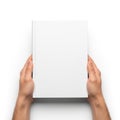 Hands holding blank book isolated on white background Royalty Free Stock Photo