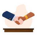 Pair of hands shaking while doing business Teamwork concept Vector