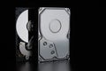 Pair of hard drive on black background Royalty Free Stock Photo