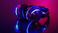 A pair of headphones with a blue and purple color scheme by AI generated image Royalty Free Stock Photo