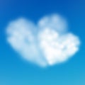 Pair heart shaped cloud in the blue sky. Valentine s day. EPS 10 Royalty Free Stock Photo