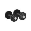 Pair of heavy dumbbells for exercise or muscle-building. Equipment for gym. Sport and healthy lifestyle theme. Flat