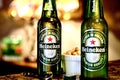 Pair of Heineken beers Royalty Free Stock Photo