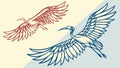 Pair of Herons in Graceful Flight, vector design Generative AI Royalty Free Stock Photo