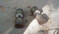A pair of homemade dumbells