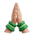 Praying Hands with Green Bangles on White Background gesture prayer Royalty Free Stock Photo