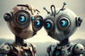 A pair of humanoid robots, illustration generated by AI