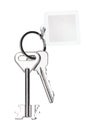 Pair of keys on ring with blank keychain isolated Royalty Free Stock Photo