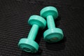 A pair of 1kg. dumbbells in green color.