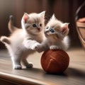 A pair of kittens with fluffy tails, playing with a jingly ball toy5