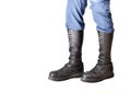 Pair of knee-high 20 eyelet black steel-toe boots