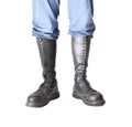 Pair of knee-high 20 eyelet black steel-toe boots Royalty Free Stock Photo