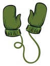 A pair of green winter gloves vector or color illustration Royalty Free Stock Photo