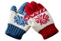 Pair of knitted winter gloves with snowflakes Royalty Free Stock Photo