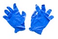 Pair of latex blue gloves on a white isolated background Royalty Free Stock Photo