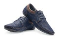 Pair leather blue color male moccasins