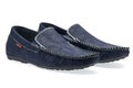 Pair leather blue color male moccasins