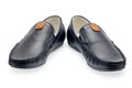 Pair leather dark blue color male moccasins