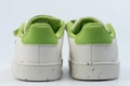 Pair of leather white with green shoes Royalty Free Stock Photo