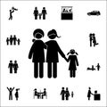 a pair of lesbians hold their daughter by the hand icon. Detailed set of Family icons. Premium quality graphic design sign. One of Royalty Free Stock Photo