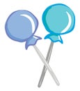 A pair of blue lollipops vector or color illustration