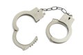 A pair of light grey colored toy handcuffs