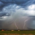 A Pair of Lightning Bolts in the Foothils Royalty Free Stock Photo