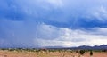 A Pair of Lightning Strikes Above a Rural Neighborhood Royalty Free Stock Photo