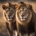 Pair lion lions illustration