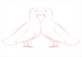 Pair of love doves illustration, valentine card de Royalty Free Stock Photo