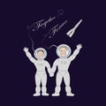 Pair of lovers astronauts