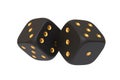 Luxury Black Dice with Gold Pips isolated on white background Royalty Free Stock Photo