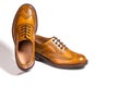 A pair of Luxury Male Full Brogued Tan Oxford Shoes.