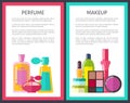 Pair of Makeup and Perfume Vector Illustration Royalty Free Stock Photo