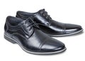 Pair of male black classic lace shoes. Royalty Free Stock Photo