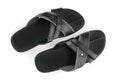 Pair of male black slippers isolated with clipping path Royalty Free Stock Photo