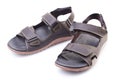 Pair of male summer sandals on white