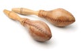 Pair of maracas made of hide and wood