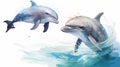 A pair marine dolphins fish image Generative AI