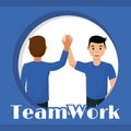 Pair of men doing a high five Teamwork concept Vector