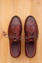 A pair of men`s dress shoes wingtip brogue leather oxford