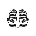 Pair of mitten. Merry Xmas holiday hand drawn doodle sketch. Vector illustration