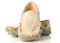 Pair of modern beige moccasins Royalty Free Stock Photo