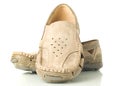 Pair of modern beige moccasins