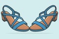 Pair Of Modern Simple Colorful Woman Sandals vector illustration. Beauty fashion objects icon concept. Girls fashion footwear