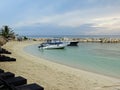 Boats anchored at Montego Bay in Jamaica