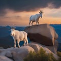 A pair of mountain goats scaling a rocky peak to get a breathtaking view of the fireworks1