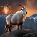 A pair of mountain goats scaling a rocky peak to get a breathtaking view of the fireworks2